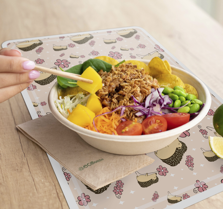 Originele placemat schattig egeltje patroon - TenStickers