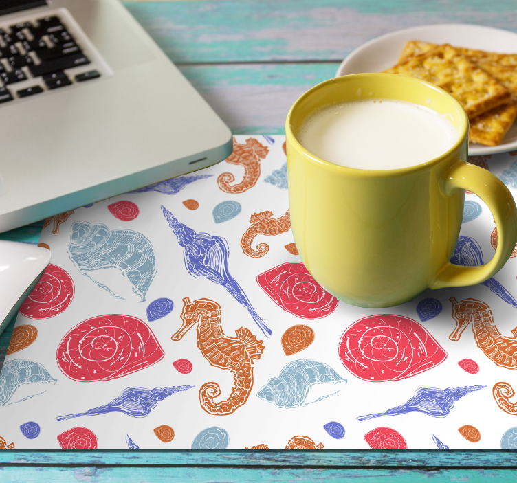 Originele placemat schelpen en zeepaardjes - TenStickers