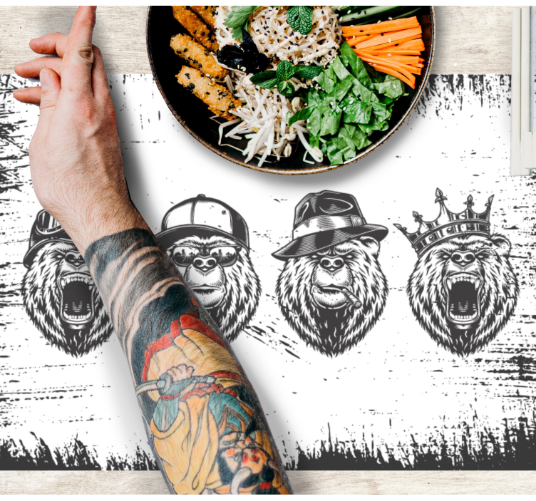 Originele placemat stijlvolle berenportretten - TenStickers