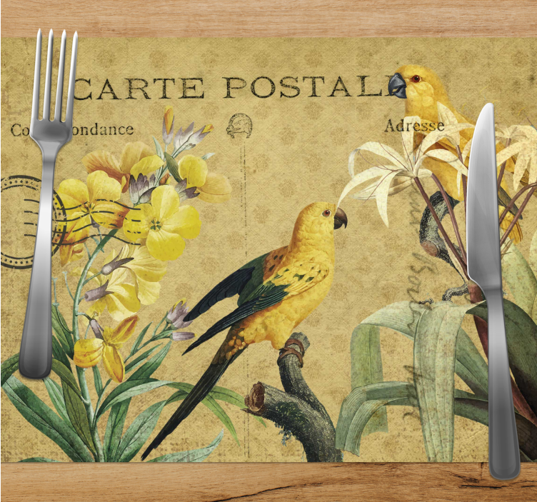 Originele placemat vintage bloemen postkaart - TenStickers