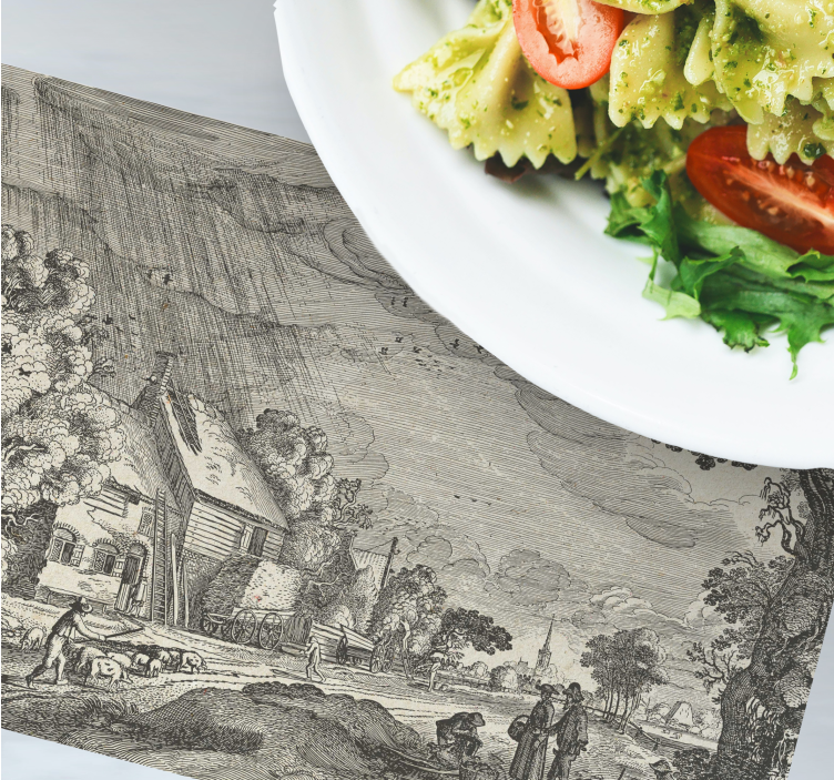 Originele placemat vintage landschapscène - TenStickers