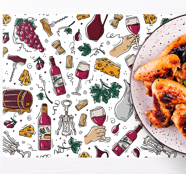 Originele placemat wijn en kaas thema - TenStickers