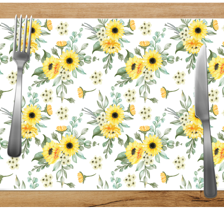 Originele placemat zonnebloem bloemenpatroon - TenStickers