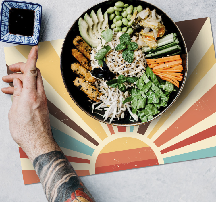 Jaren 70 Abstracte vintage zonsondergang placemat - TenStickers