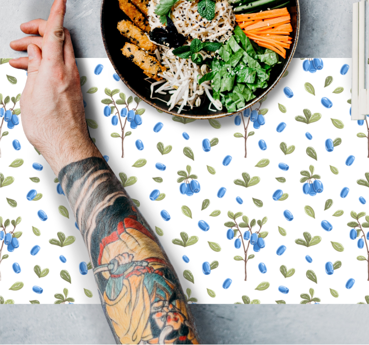 Placemat botanisch blauw patroon - TenStickers