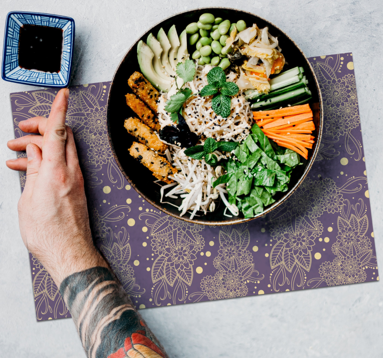 Placemat botanische illustratie achtergrond - TenStickers