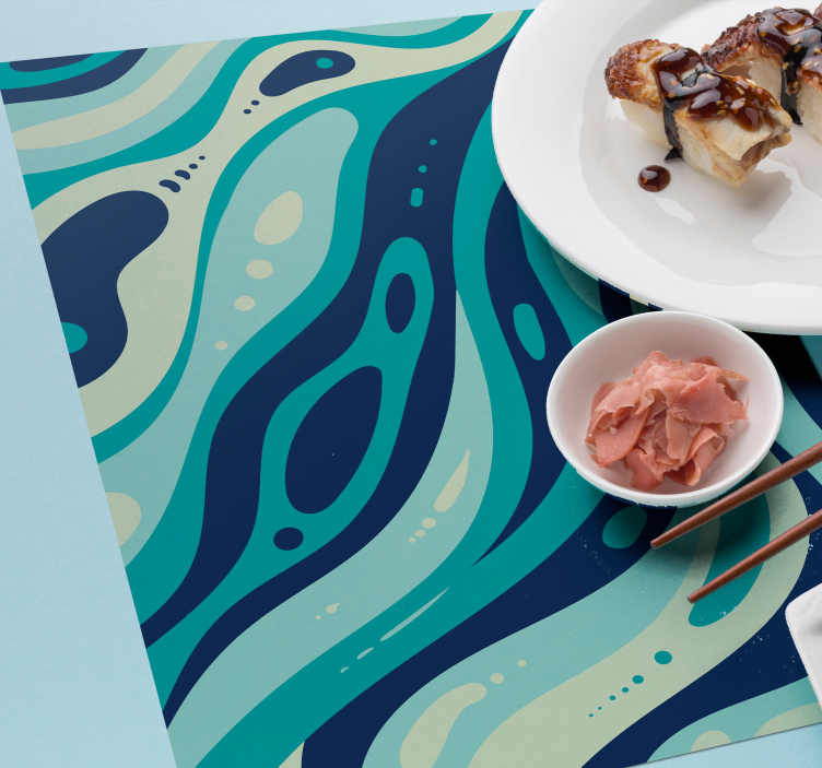 Placemat golfende aqua patronen - TenStickers
