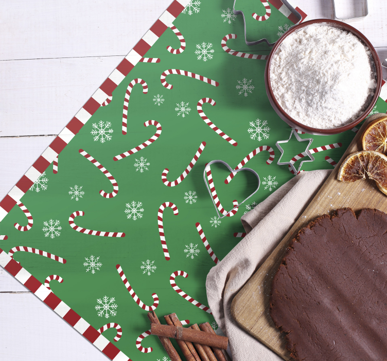 Kerstmis placemat Groene snoepriet - TenStickers