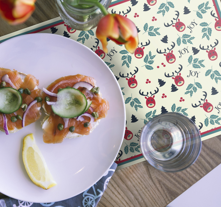 Kerstmis placemat Vreugde en rendieren - TenStickers