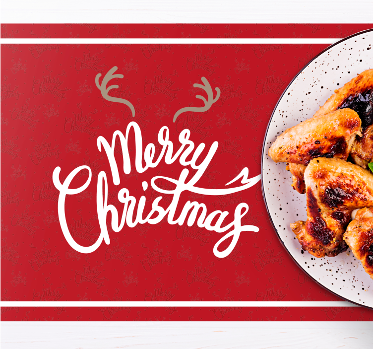 Kerstmis placemat Vrolijk kerstfeest met rendierbrokken - TenStickers