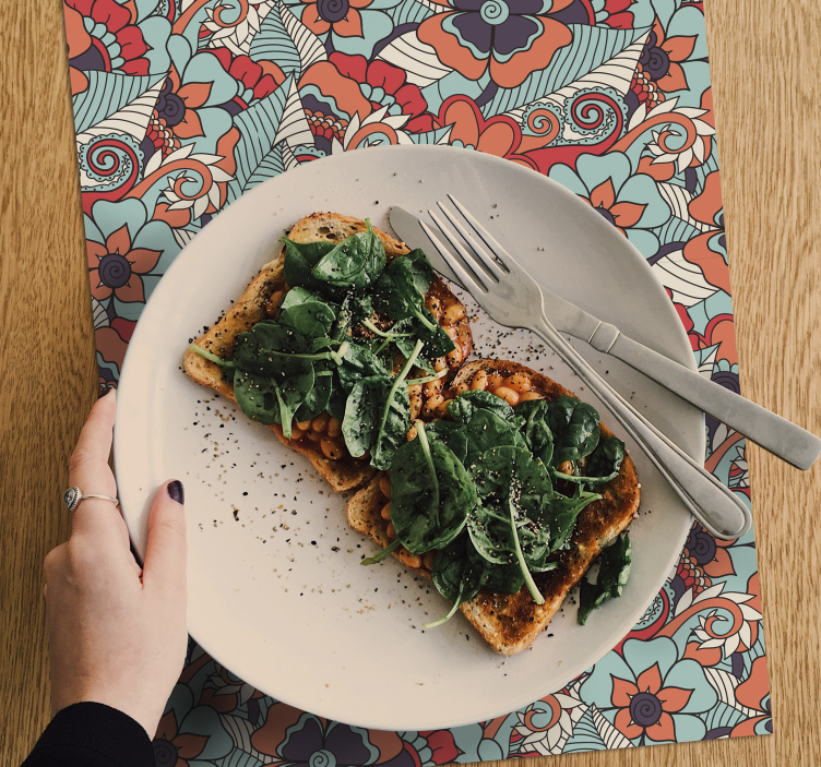 Placemat met bloemenpatroon oppervlak - TenStickers