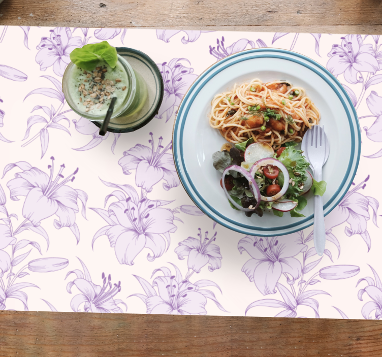 Placemat met lelie bloemenpatroon - TenStickers