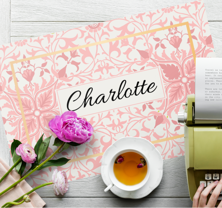 Placemat met naam aangepaste botanische opstelling - TenStickers