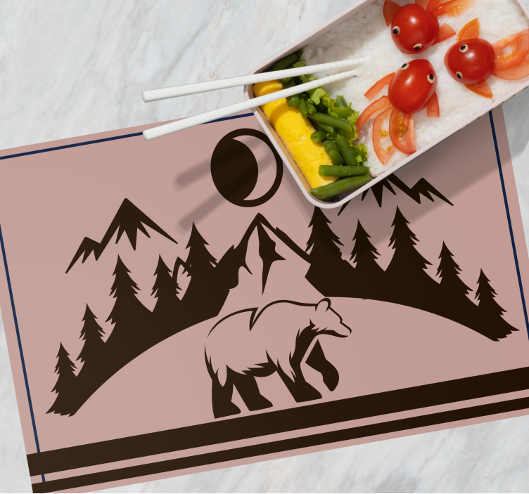 Placemat met naam beren silhouet scène - TenStickers