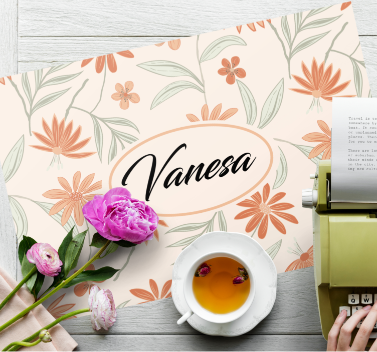 Placemat met naam botanische arrangementen - TenStickers