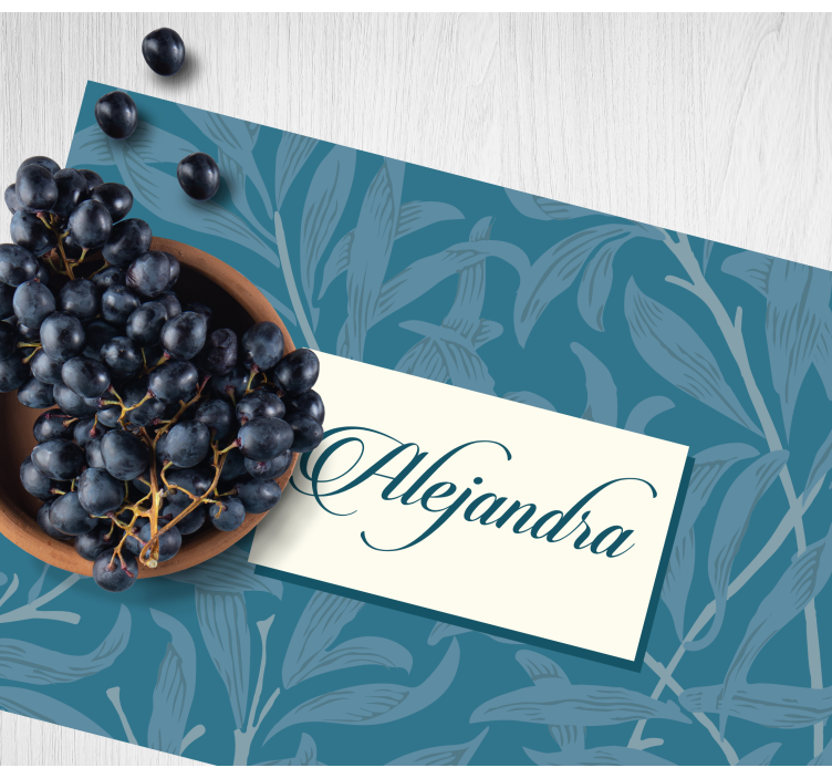 Placemat met naam elegant bladontwerp - TenStickers