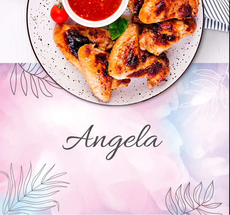 Placemat met naam elegante bloemen schotel - TenStickers