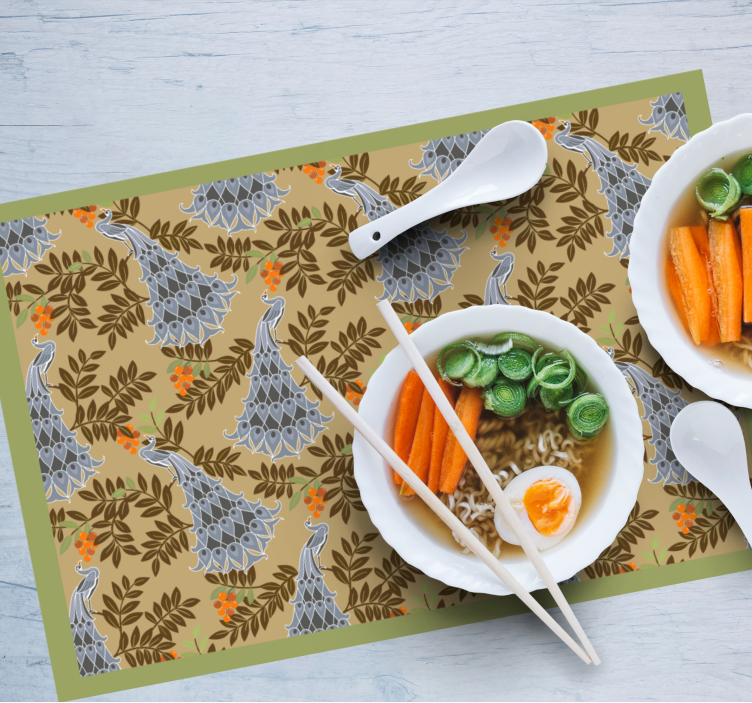 Placemat met naam floral motief tafelsetting - TenStickers