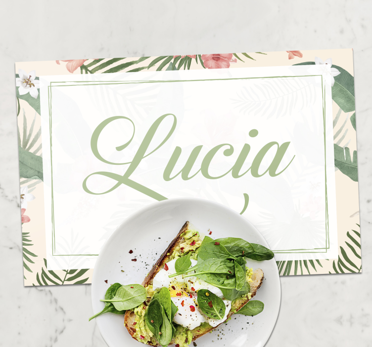 Placemat met naam floral naamontwerp - TenStickers