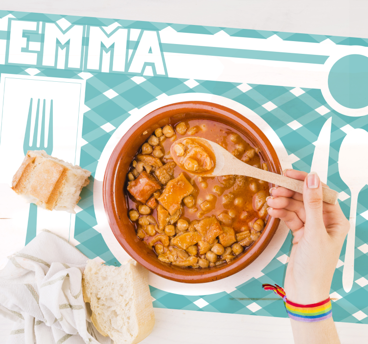 Placemat met naam gepersonaliseerde dinermat - TenStickers