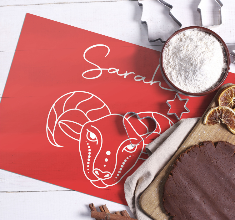 Placemat met naam gestileerde ram illustratie - TenStickers