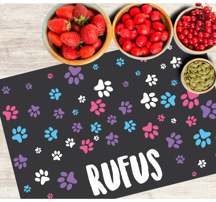 Placemat met naam Paw print patroon - TenStickers