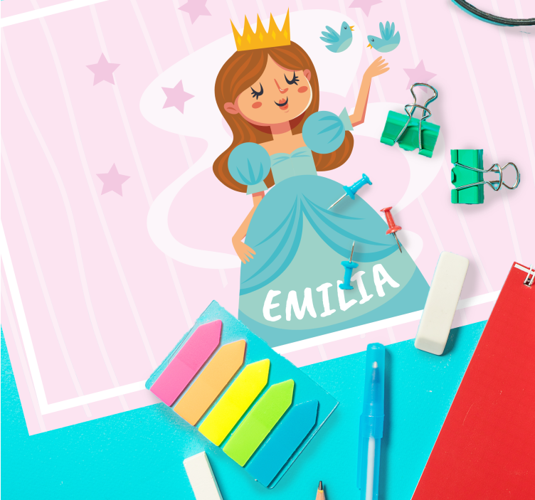 Kinder placemat Schattige prinses met sterren en vogels - TenStickers