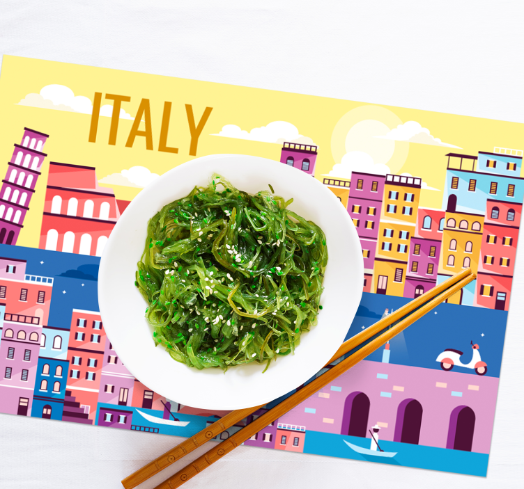 Placemat met naam vibrant italiaanse stadsscape - TenStickers