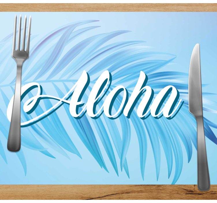 Placemat met tekst aloha palmblaadjes - TenStickers