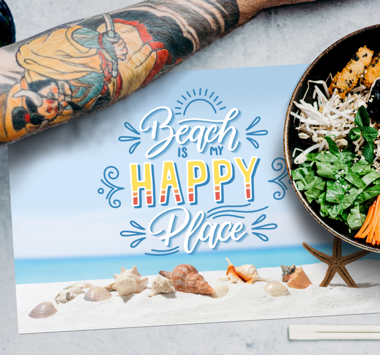 Placemat met tekst beach gelukkige plek - TenStickers