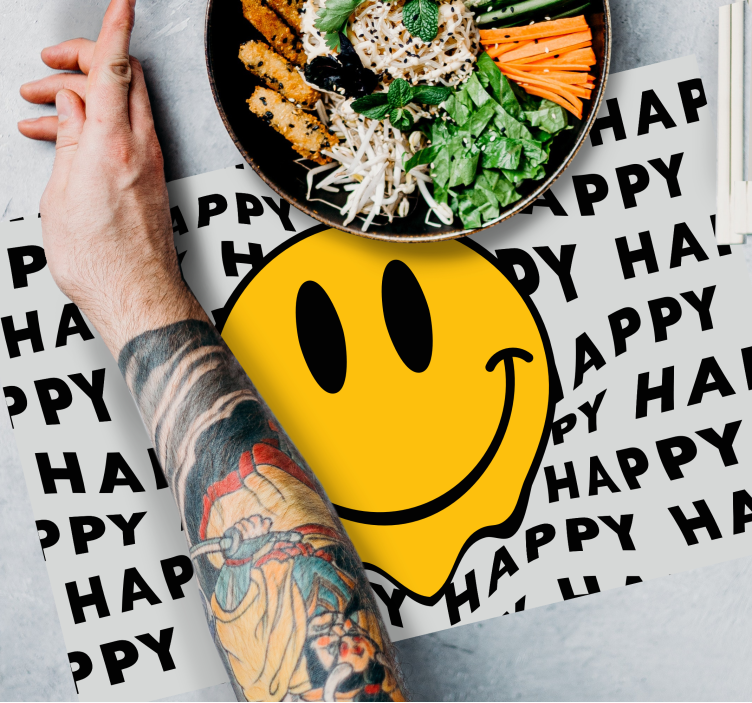 Placemat met tekst blije smiley gezicht - TenStickers