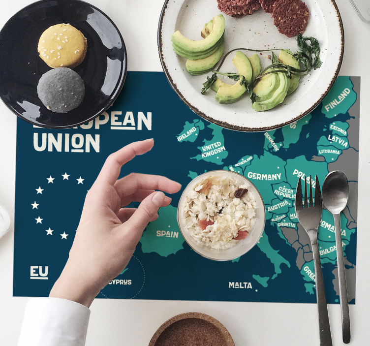 Placemat met tekst europese unie kaart - TenStickers