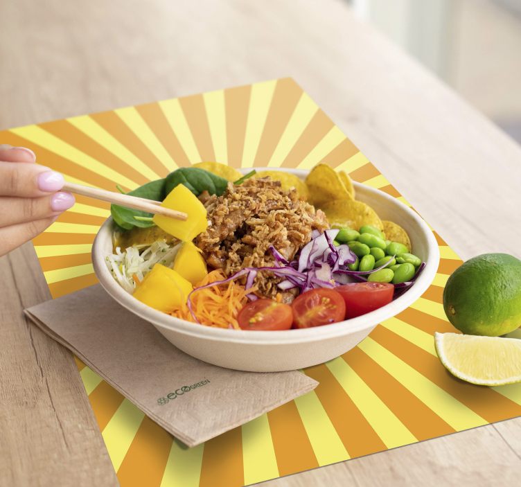 Placemat met tekst gedurfd zonnestraalpatroon - TenStickers