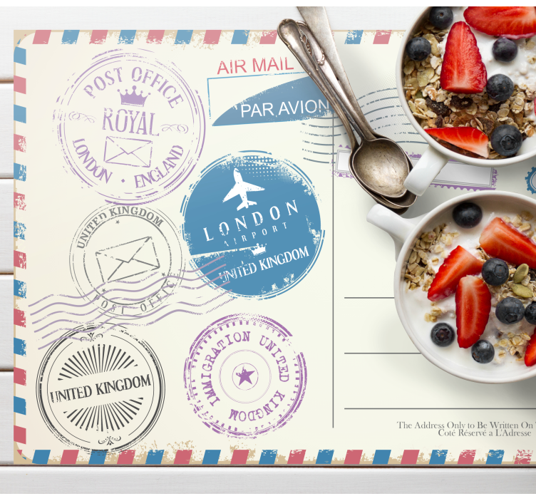 Placemat met tekst reisstempelcollectie - TenStickers