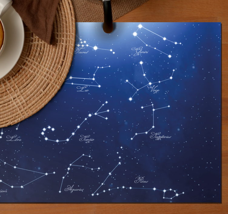 Placemat met tekst sterrenkaart van de constellaties - TenStickers