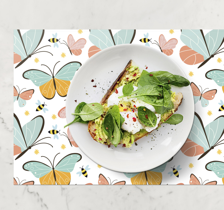 Placemat met tekst vlinderpatroon verrukking - TenStickers