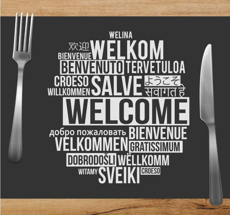 Placemat met tekst welkom meertalig ontwerp - TenStickers
