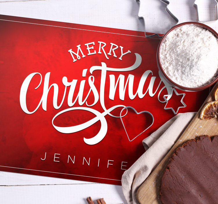 Rode placemats Vrolijk kerstfeest tekst - TenStickers