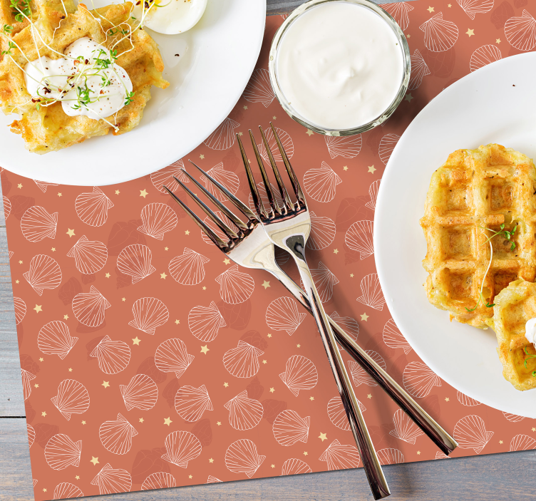 Placemat schelpenpatroon tafelblad - TenStickers
