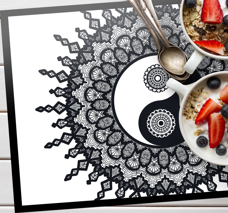 Placemat yin yang mandala patroon - TenStickers