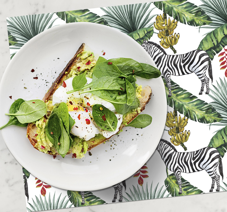 Placemat zebra bladpatroon - TenStickers