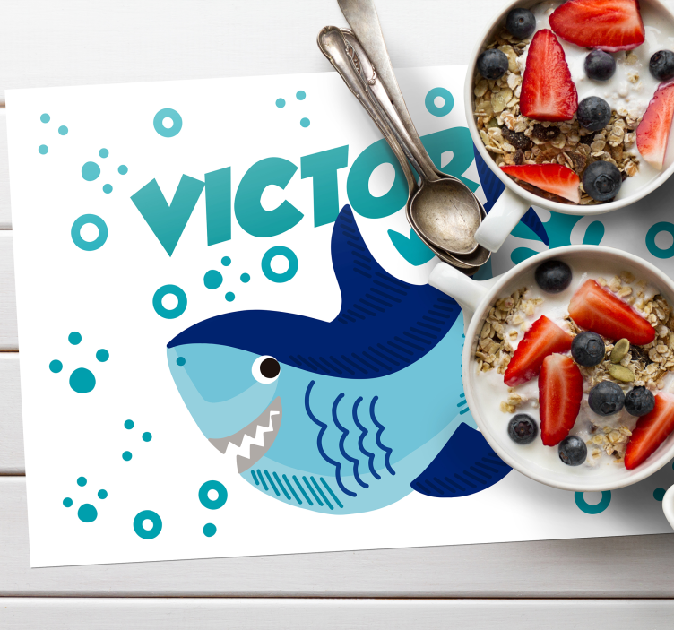Placemat met naam Babyhaai met naam - TenStickers