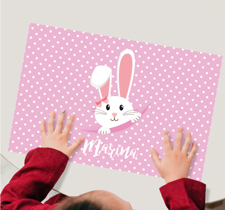 Kinder placemat Schattig konijntje voor meisje met naam - TenStickers