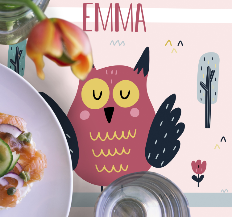 Placemat met naam Uilen met naam - TenStickers