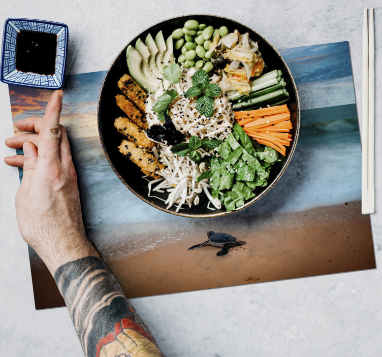 Placemat kleuren Zonsondergang met schildpadden - TenStickers