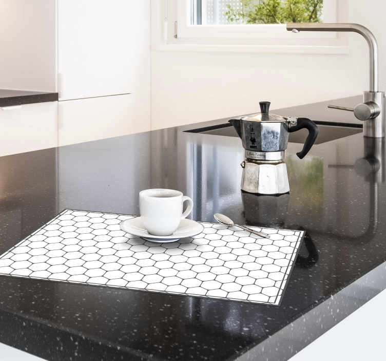 Tegel placemat zeshoekig in wit - TenStickers