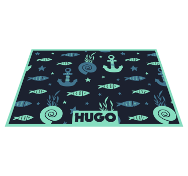 Kinder placemat nautisch vissenpatroon - TenStickers