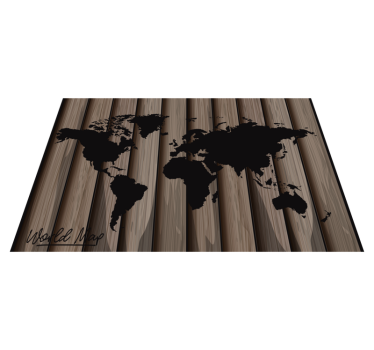 Placemat houten patroon met wereldkaart - TenStickers
