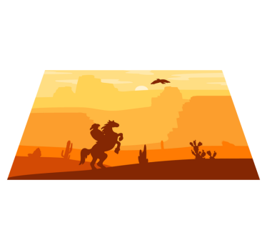 Originele placemat silhouet van cowboy scène - TenStickers