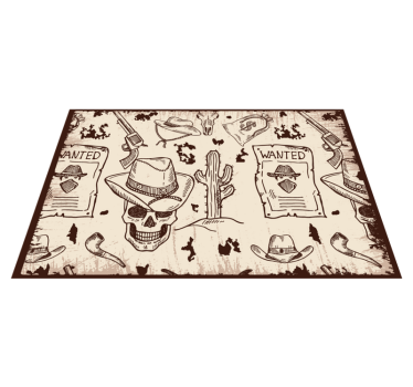 Originele placemat met schedel en cowboy thema's - TenStickers